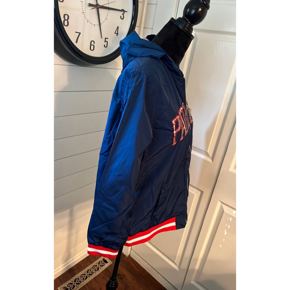 New Patriots Sequin Waterproof Hooded Bomber Jacket - Picture 5 of 11